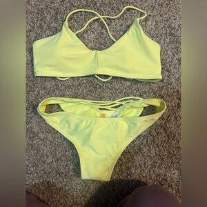 Forever 21 neon yellow bikini set Size Medium NWOT